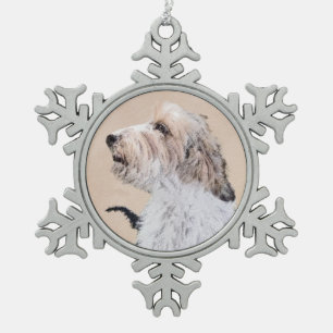Petit Basset Griffon Vendéen Painting - Hund Art Schneeflocken Zinn-Ornament