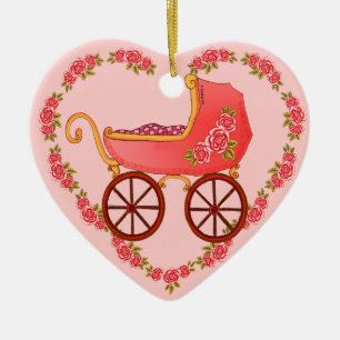 Petit bébé Buggy Coeur ornement