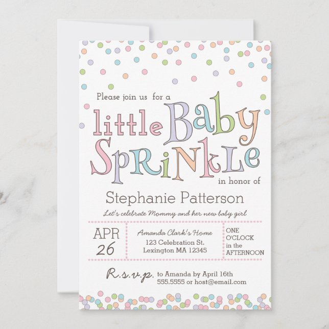 Petit Bébé Saupoudrer Confetti Douche Invitation (Devant)