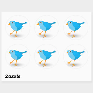 Petit Bleu Oiseau mignon Stickers ronds
