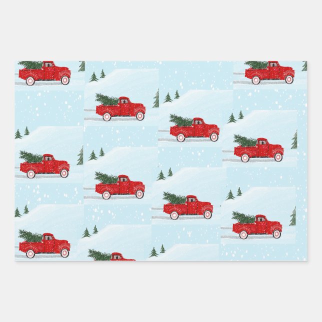Petit Camion rouge amoureux emballage cadeau (Devant)