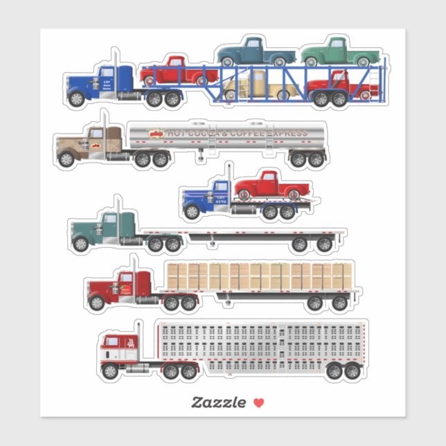 Petit Camion Rouge et Autocollants Gros Camion (Feuille)