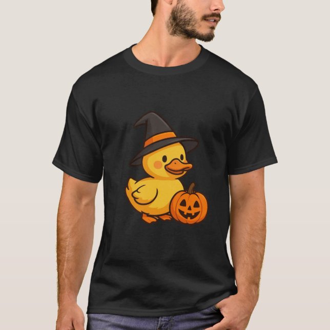 Petit canard dans le T-shirt masculin d'Halloween (Devant)