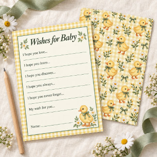 Petit Caneton Vœux Gingham pour Carte de Bébé