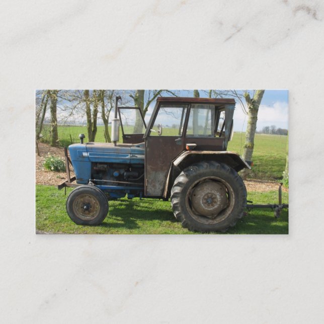 Petit carte photo de vieux tracteur antique (Devant)