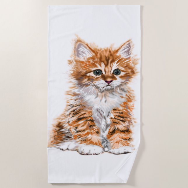 Petit Chat Beach Serviette Kitten Couleurs Personn (Devant)