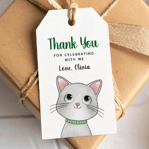 Petit chat merci d'être venu Étiquette de cadeau