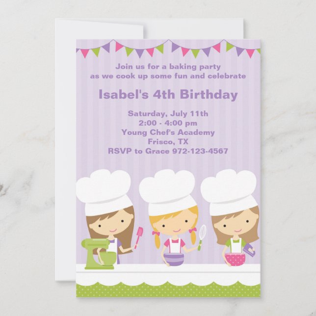 Petit Chef Cuisine Anniversaire Invitations (Devant)