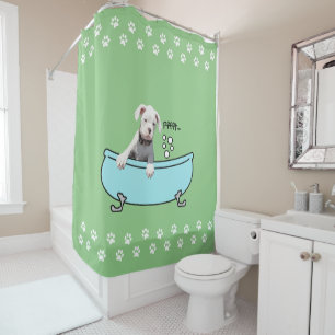 Petit Chien blanc en boîte - Rideau de douche