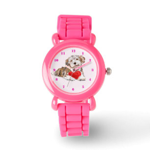 Petit chien de compagnie avec montre cadeau de coe