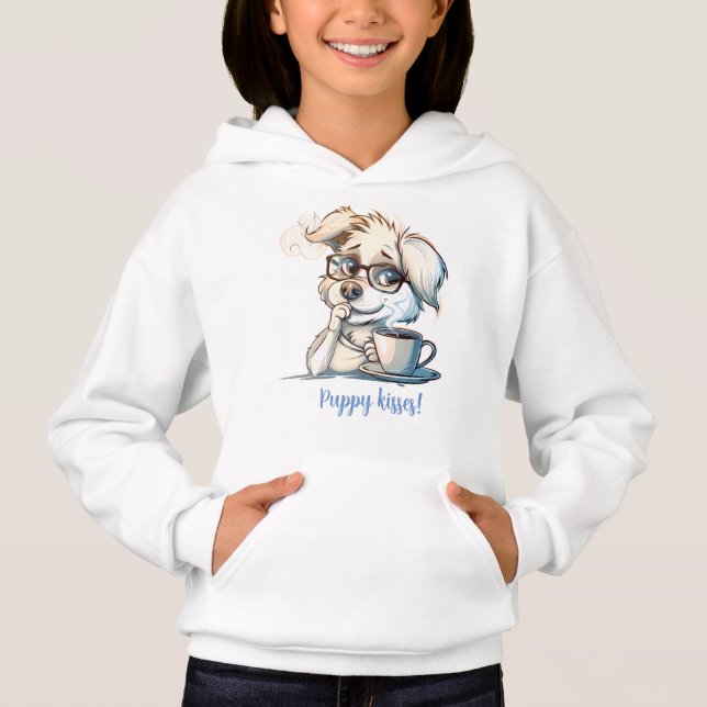 Petit chiot boit du café (Devant)