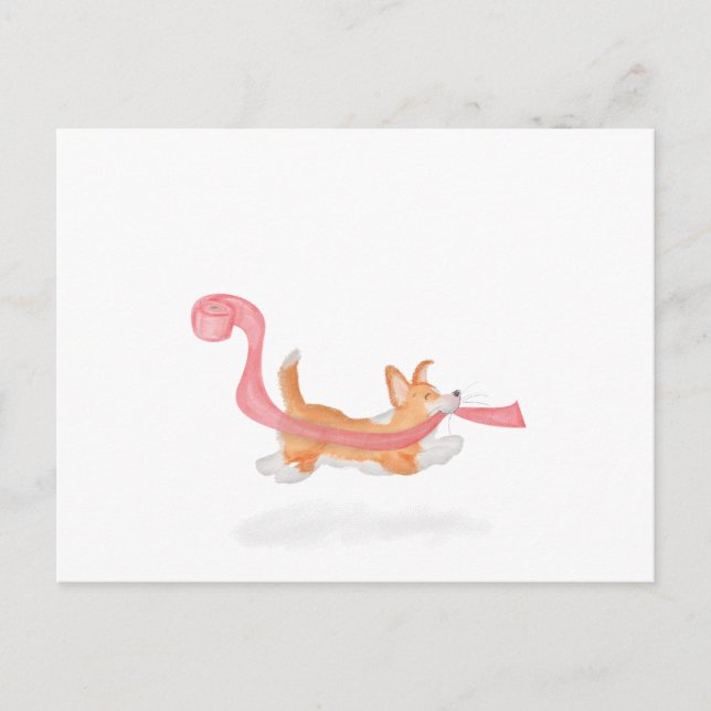 Petit chiot de corgi volant carte postale (Devant)