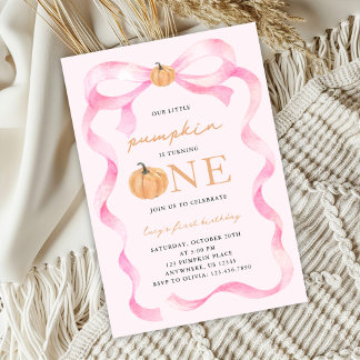 Petit Citrouille 1er anniversaire Invitation