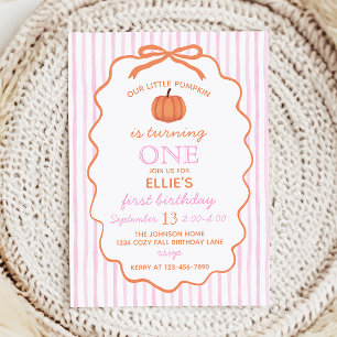 Petit Citrouille 1er anniversaire Invitation