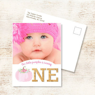 Petit Citrouille 1er anniversaire Invitation fille