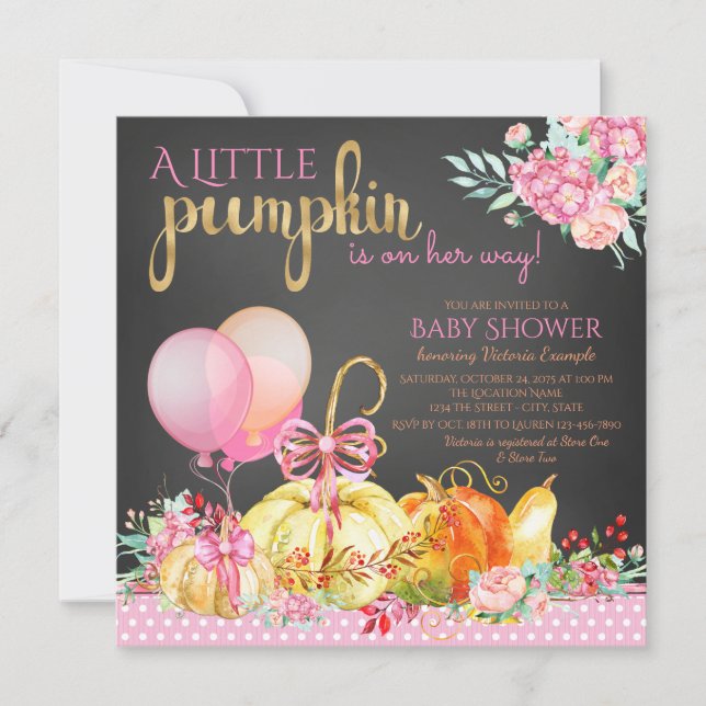 Petit Citrouille Chalkboard Baby Shower Invitation (Devant)