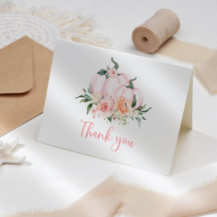 Petit Citrouille Floral plié Carte de remerciement