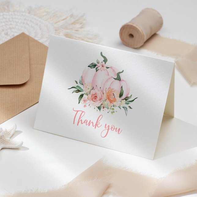 Petit Citrouille Floral plié Carte de remerciement (Créateur téléchargé)