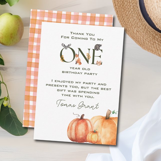 Petit Citrouille Premier anniversaire Carte de rem (Little Pumpkin First Birthday Thank You Card
)