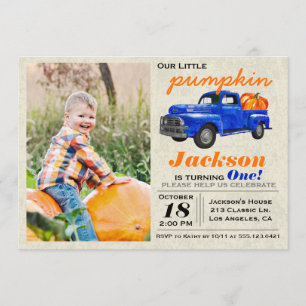 Petit Citrouille Vintage Car Boy Invitation Annive