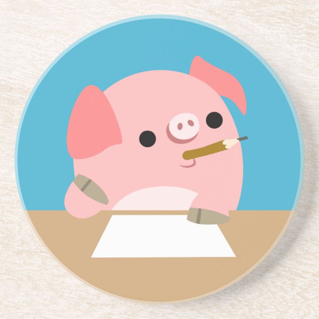 Petit cochon de dessin mignon Dessous de verre "Wr (Devant)