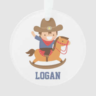 Petit Cowboy sur Cheval à Bascule Personnalisé