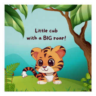 Petit Cub Grand Rugissement Affiche Brillante