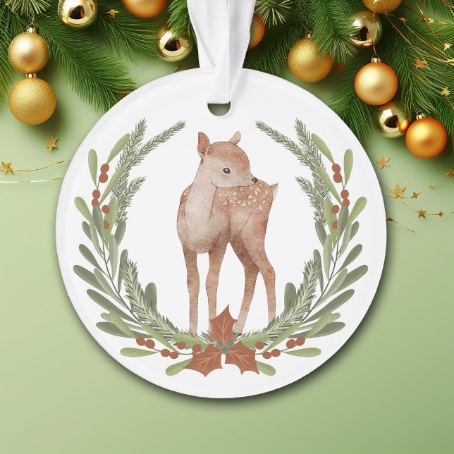 Petit Deer Fawn Wreath Grand-Enfant Ornement (Créateur téléchargé)