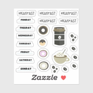 Petit-déjeuner café Calender Planner Stickers