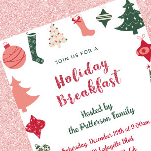 Petit déjeuner de Noël Invitation Motif de Noël