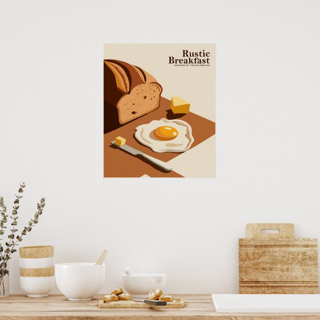 Petit-déjeuner rustique - Poster d'art alimentaire (Cuisine)