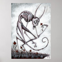 Petit démon avec poster de peinture acrylique à fl