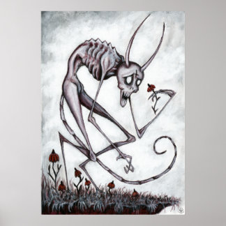 Petit démon avec poster de peinture acrylique à fl