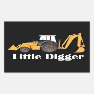 Petit Digger - Stickers Rectangle,  brillant
