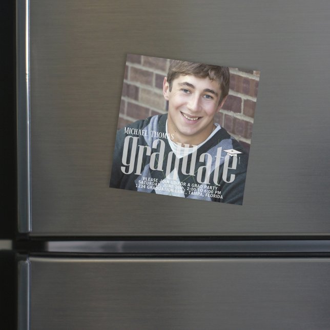 Petit Diplômé Moderne Simple Photo Magnet (Créateur téléchargé)