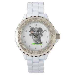 Petit éléphant avec montre de fleurs cadeau