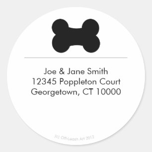 Petit Étiquette de adresse rond d'os noir