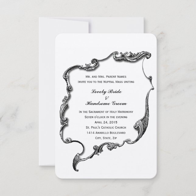 Petit Faire-part de mariage Vintage (Devant)