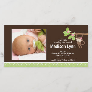 Petit faire-part de photo de bébé de singe