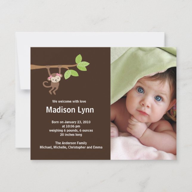 Petit faire-part de photo de naissance de bébé de (Devant)