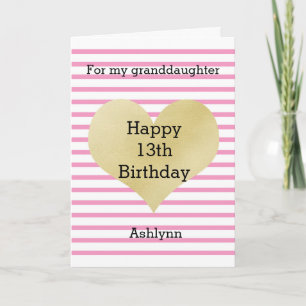 Petit-fils de 13 ans, carte anniversaire coeur ros