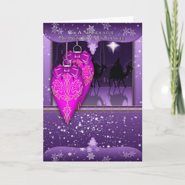 Petit-fils et sa carte de voeux de Noël de fiancée (Devant)