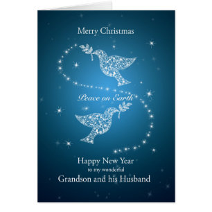 Petit-fils et son mari, colombes de Noël de paix