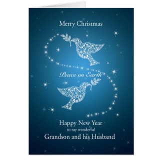 Petit-fils et son mari, colombes de Noël de paix