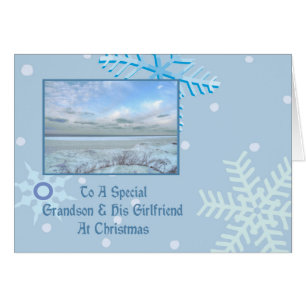 Petit-fils et son Noël de lac winter d'amie