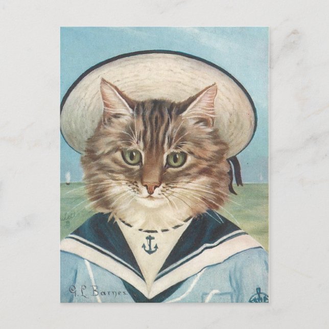 Petit Garçon mer Chat Postkarte (Vorderseite)