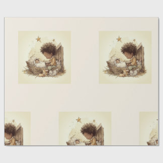 Petit Garçon Tambourinaire Papier Cadeau Nativité