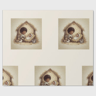 Petit Garçon Tambourinaire Papier Cadeau Nativité