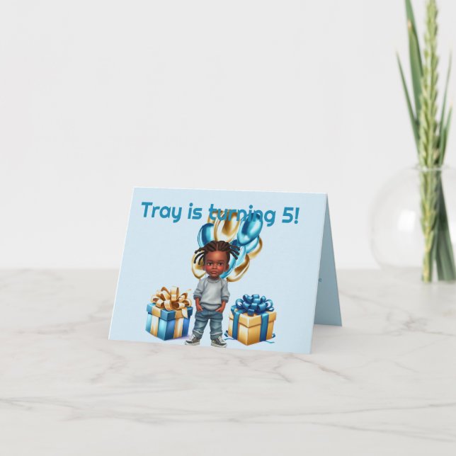 Petit Garçon Tresses de peau foncée Invitation Ann (Devant)