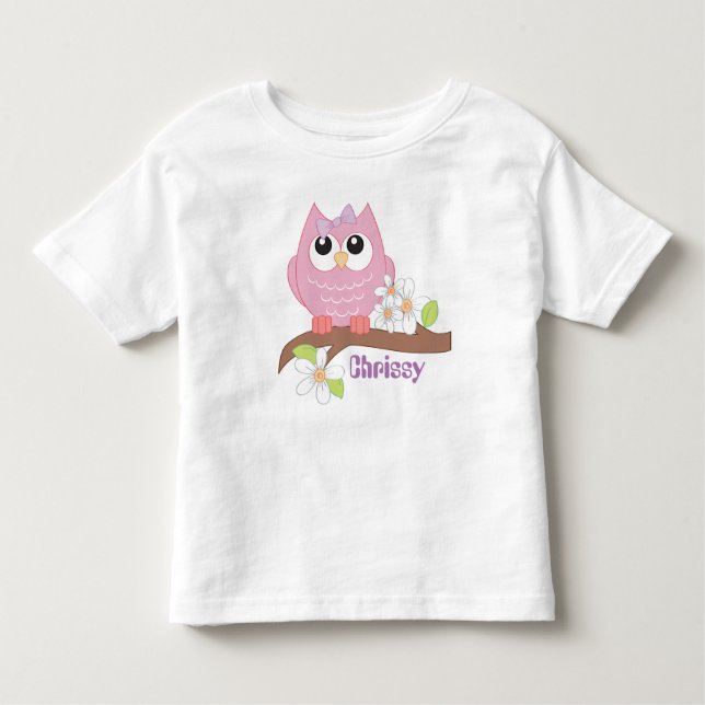 Petit hibou ajouter le nom bébé filles t-shirt (Devant)